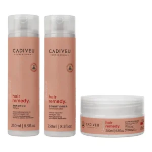 Cadiveu Professional Essentials Hair Remedy Kit Home Care Shampoo + Conditioner 250ml and Mask 200ml (ONLY PACKAGING)